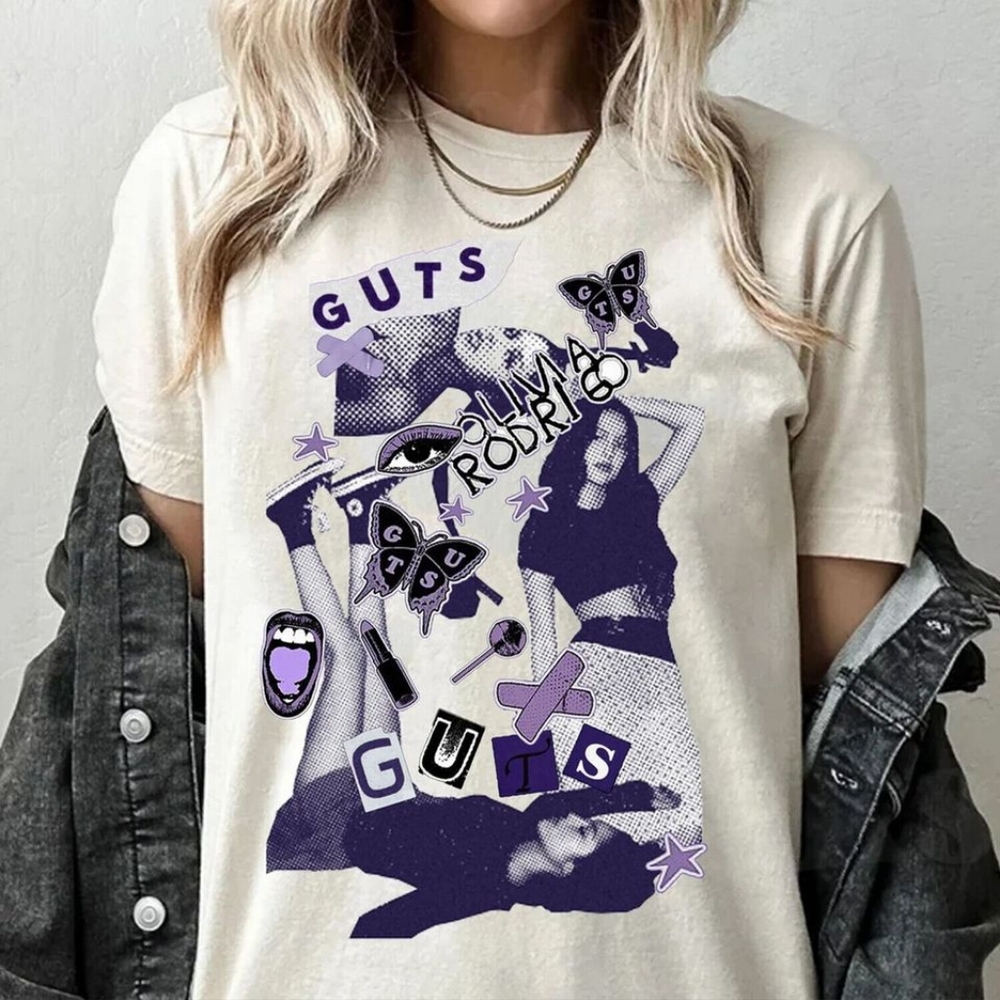 Olivia Rodrigo Guts Album Short Sleeve Cotton Tee Size XL